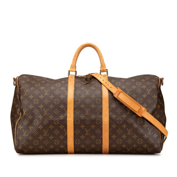 Pre-owned Louis Vuitton Monogram Keepall Bandouliere 55 Brown