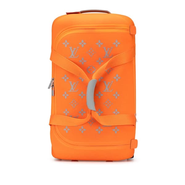 Pre-owned Louis Vuitton Monogram Horizon Soft Duffle 55 Orange