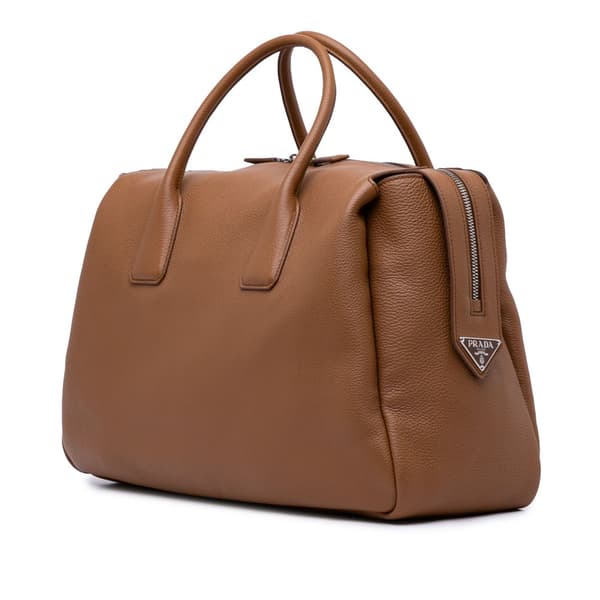 Pre-owned Prada Vitello Daino Travel Bag Brown