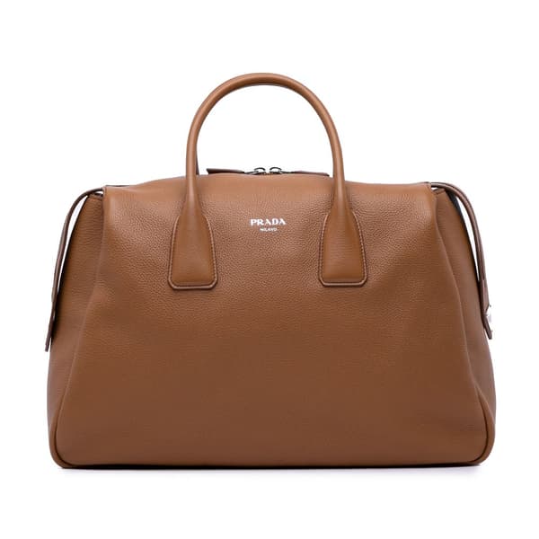 Pre-owned Prada Vitello Daino Travel Bag Brown