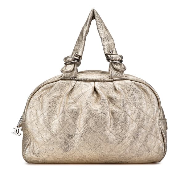 Pre-owned Chanel Metallic Calfskin Le Marais Duffle Bag Gold