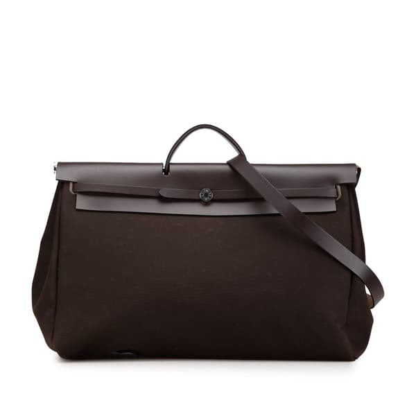 Pre-owned Hermès Toile Militaire Vache Hunter Herbag Zip Retourne Cabine 50 Brown
