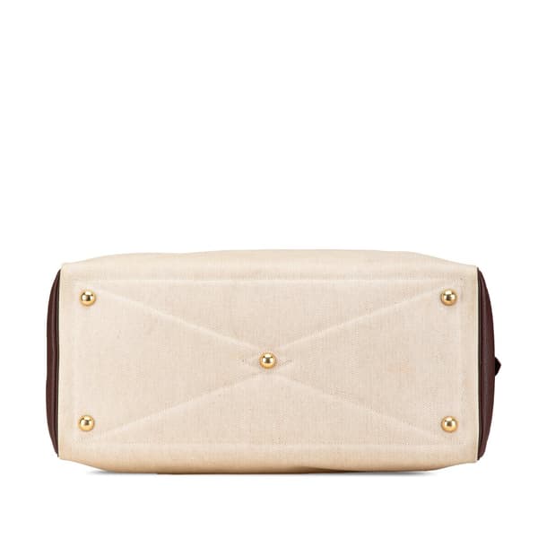 Pre-owned Hermès Toile and Clemence Victoria 43 Brown