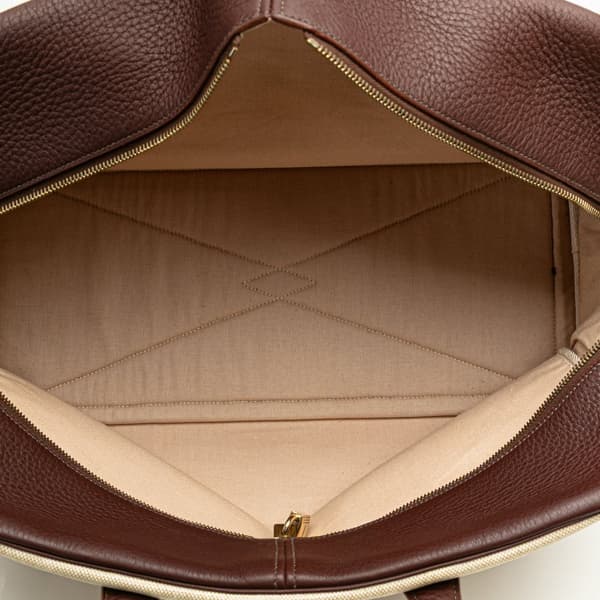 Pre-owned Hermès Toile and Clemence Victoria 43 Brown