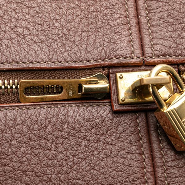 Pre-owned Hermès Toile and Clemence Victoria 43 Brown