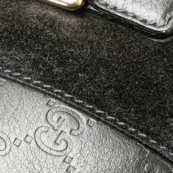 Pre-owned Gucci Guccissima Trimmed Suede Boston Bag Black
