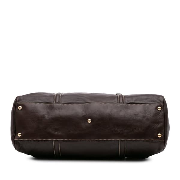 Pre-owned Gucci Leather Britt Web Travel Bag Brown