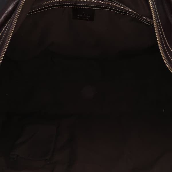 Pre-owned Gucci Leather Britt Web Travel Bag Brown