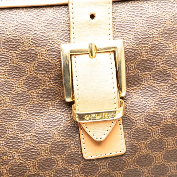Pre-owned Celine Macadam Coated Canvas Travel Bag Brown