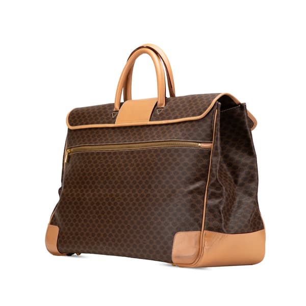Pre-owned Celine Macadam Coated Canvas Travel Bag Brown