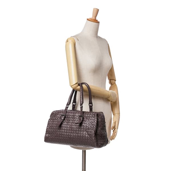Pre-owned Bottega Veneta Nappa Intrecciato Boston Bag Brown