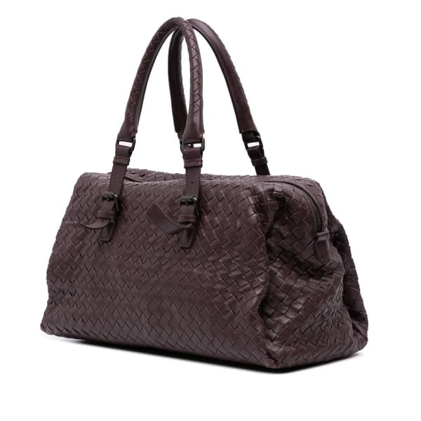 Pre-owned Bottega Veneta Nappa Intrecciato Boston Bag Brown