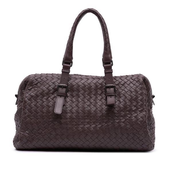 Pre-owned Bottega Veneta Nappa Intrecciato Boston Bag Brown