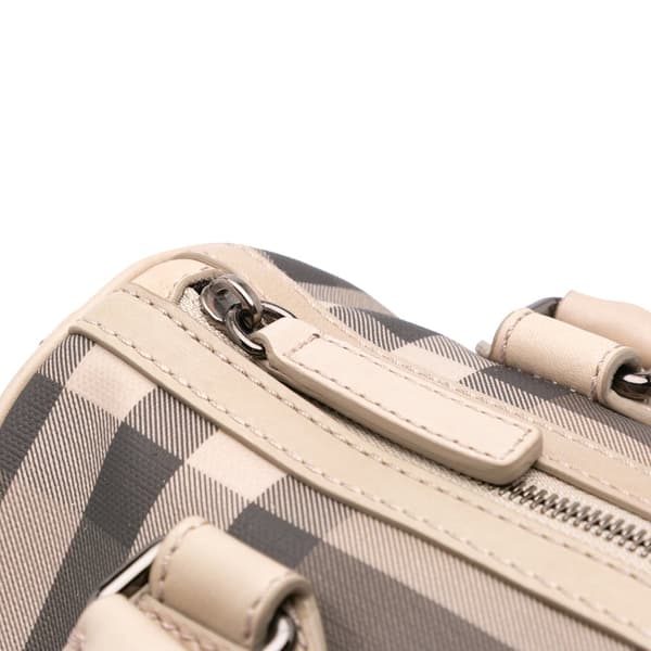 Pre-owned Burberry Smoke Check Coated Canvas Chester Boston Bag Brown
