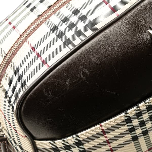 Pre-owned Burberry House Check Canvas Travel Bag Brown