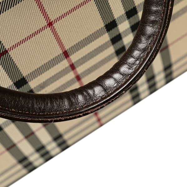 Pre-owned Burberry House Check Canvas Travel Bag Brown