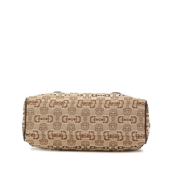 Pre-owned Gucci Canvas Horsebit Charmy Boston Bag Brown