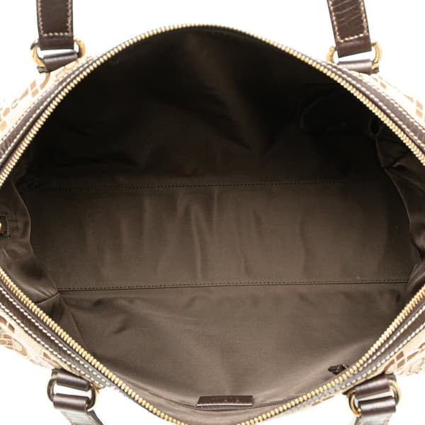 Pre-owned Gucci Canvas Horsebit Charmy Boston Bag Brown