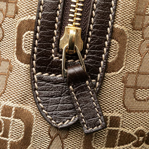 Pre-owned Gucci Canvas Horsebit Charmy Boston Bag Brown