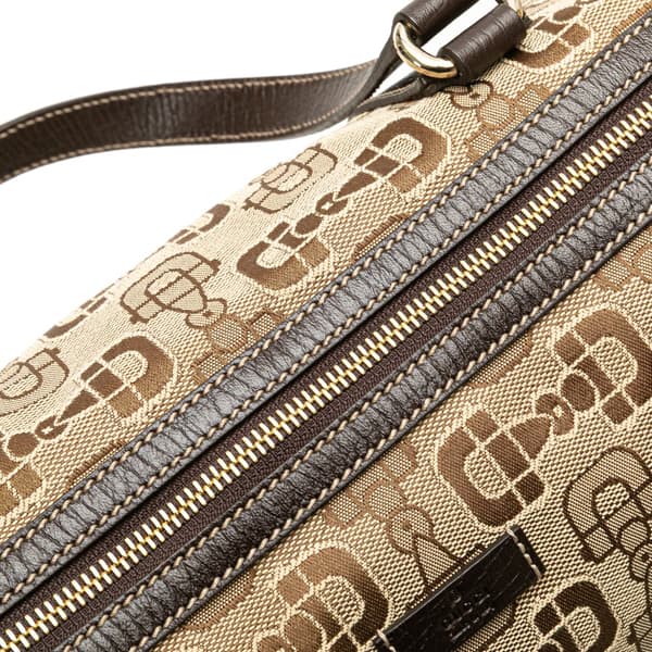 Pre-owned Gucci Canvas Horsebit Charmy Boston Bag Brown