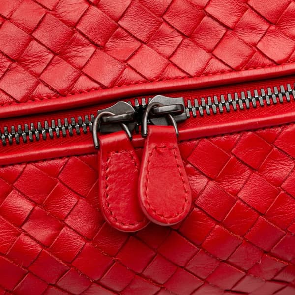 Pre-owned Bottega Veneta Nappa Intrecciato Boston Bag Red