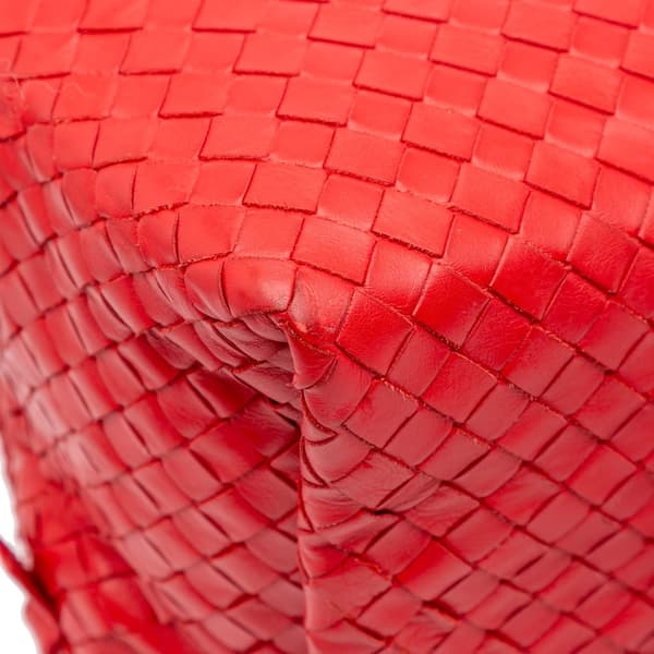 Pre-owned Bottega Veneta Nappa Intrecciato Boston Bag Red