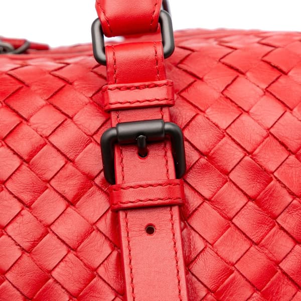 Pre-owned Bottega Veneta Nappa Intrecciato Boston Bag Red
