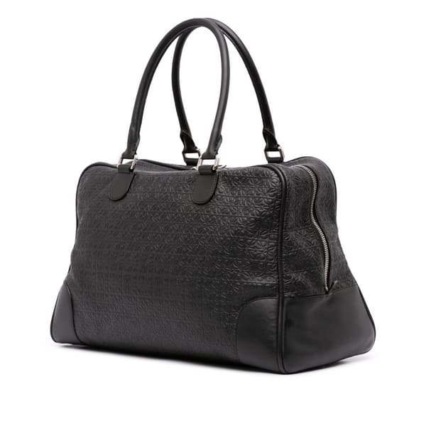 Pre-owned LOEWE XL Anagram Embossed Amazona 75 Travel Bag Black