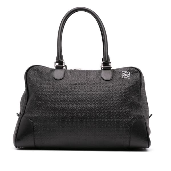 Pre-owned LOEWE XL Anagram Embossed Amazona 75 Travel Bag Black