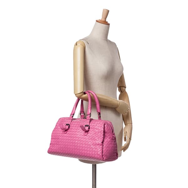 Pre-owned Bottega Veneta Nappa Intrecciato Boston Bag Pink