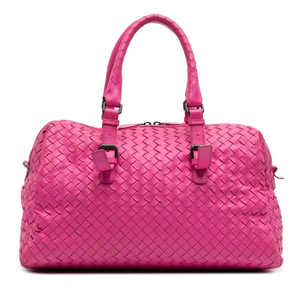 Pre-owned Bottega Veneta Nappa Intrecciato Boston Bag Pink
