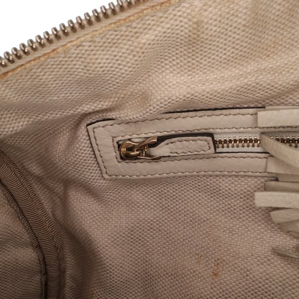 Pre-owned Gucci Leather Soho Boston White