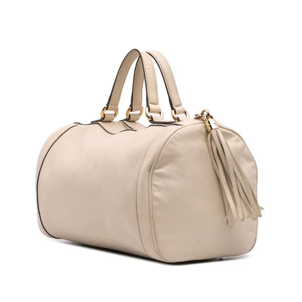 Pre-owned Gucci Leather Soho Boston White