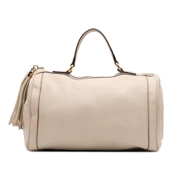 Pre-owned Gucci Leather Soho Boston White
