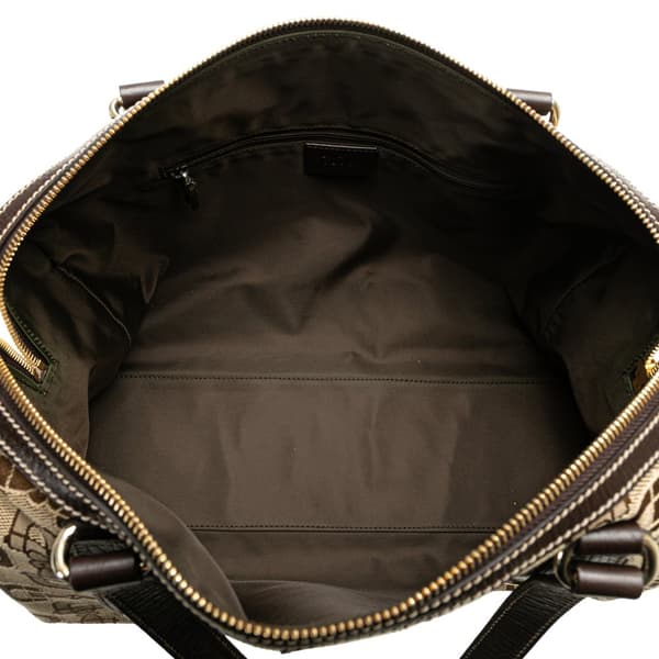 Pre-owned Gucci Canvas Horsebit Charmy Boston Bag Brown