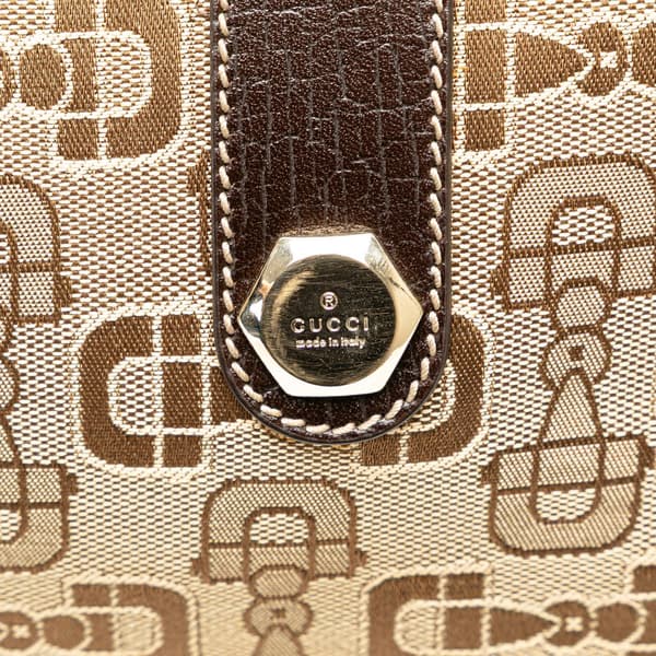 Pre-owned Gucci Canvas Horsebit Charmy Boston Bag Brown