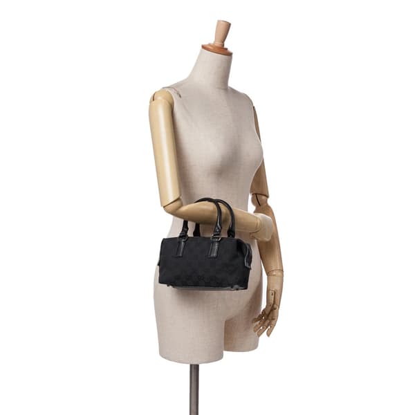 Pre-owned Gucci GG Canvas Boston Bag Black