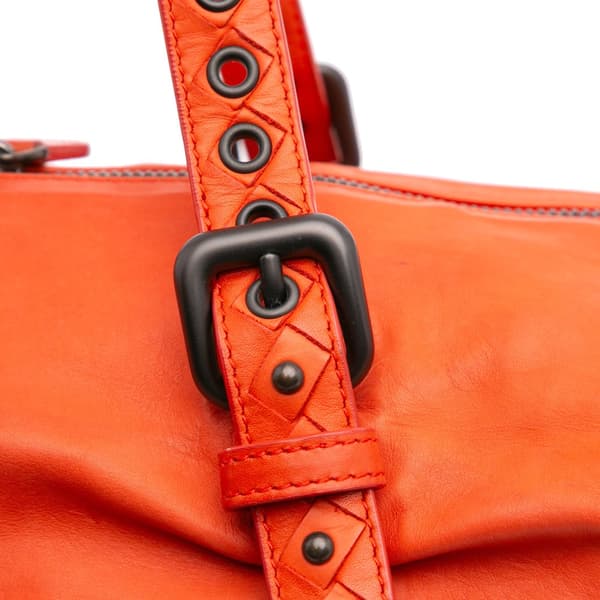 Pre-owned Bottega Veneta Soft Leather Duffle Bag Orange