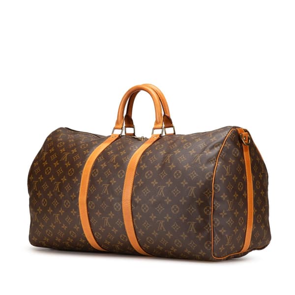 Pre-owned Louis Vuitton Monogram Keepall Bandouliere 55 Brown