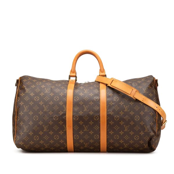 Pre-owned Louis Vuitton Monogram Keepall Bandouliere 55 Brown