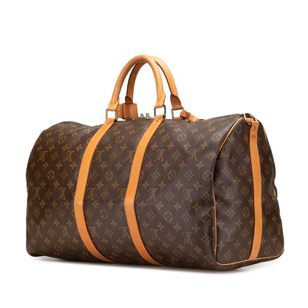 Pre-owned Louis Vuitton Monogram Keepall Bandouliere 50 Brown