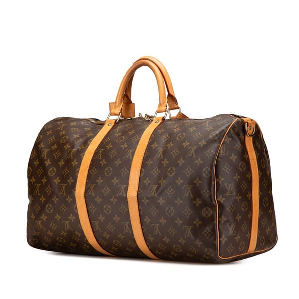 Pre-owned Louis Vuitton Monogram Keepall Bandouliere 50 Brown
