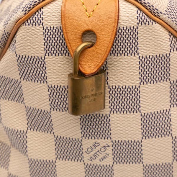Pre-owned Louis Vuitton Damier Azur Speedy 25 White