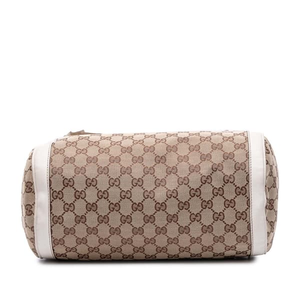 Pre-owned Gucci GG Canvas Trophy Boston Bag Brown