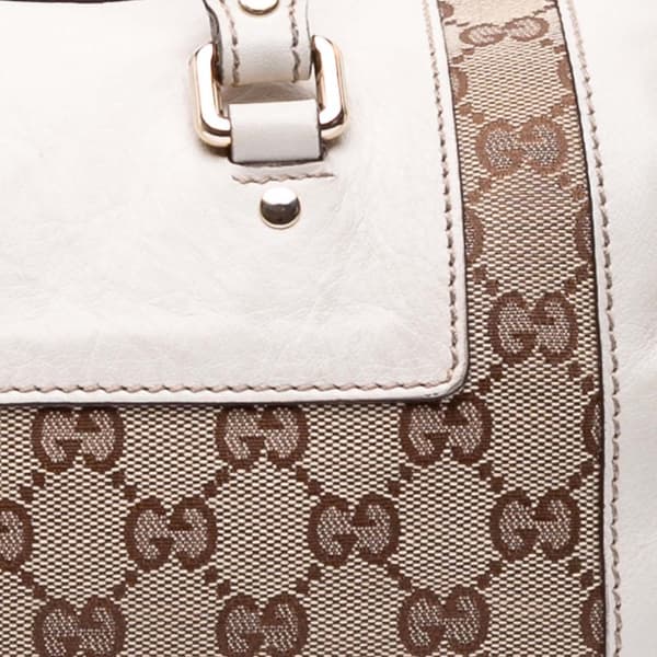 Pre-owned Gucci GG Canvas Trophy Boston Bag Brown