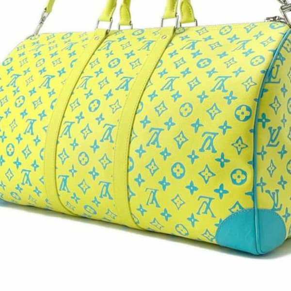Pre-owned Louis Vuitton Monogram Playground Keepall Bandouliere 50 Yellow