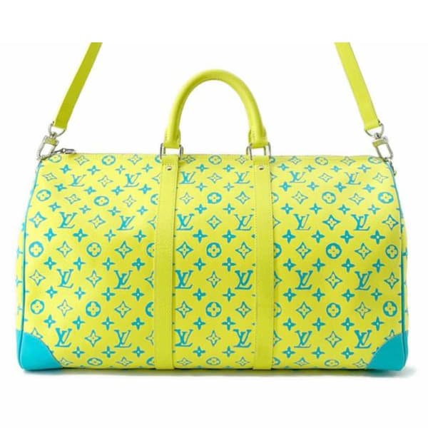 Pre-owned Louis Vuitton Monogram Playground Keepall Bandouliere 50 Yellow