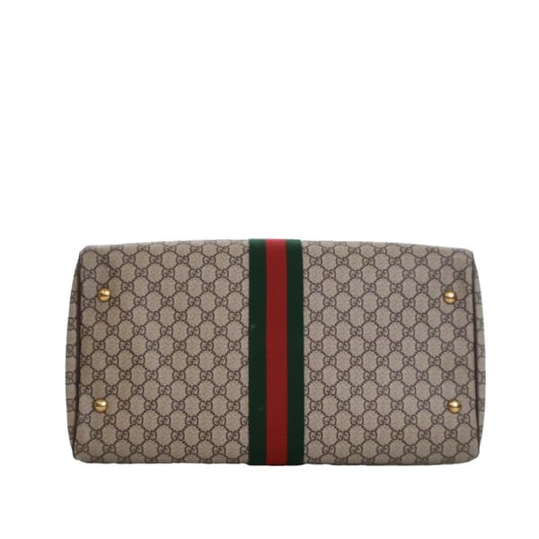 Pre-owned Gucci Medium GG Supreme Ophidia Carry-on Duffle Bag Brown