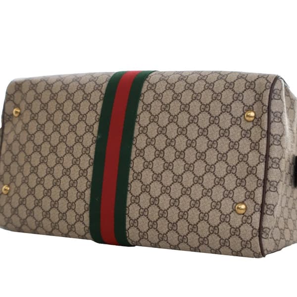 Pre-owned Gucci Medium GG Supreme Ophidia Carry-on Duffle Bag Brown