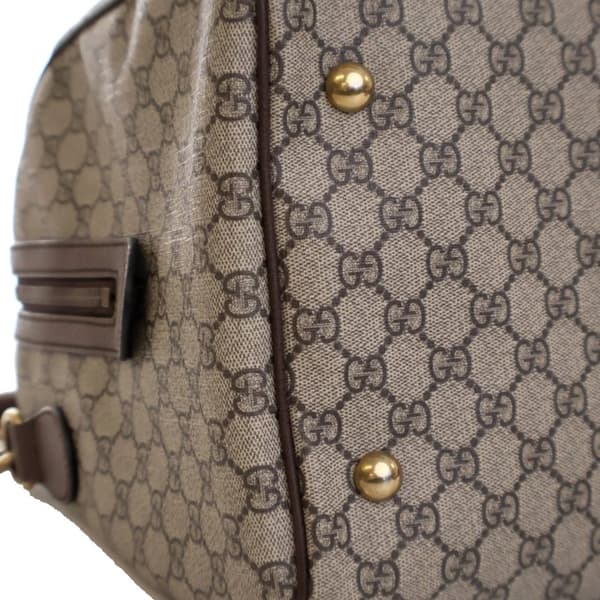 Pre-owned Gucci Medium GG Supreme Ophidia Carry-on Duffle Bag Brown